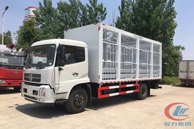 東風天錦6米8運豬車、畜禽運輸車側面圖