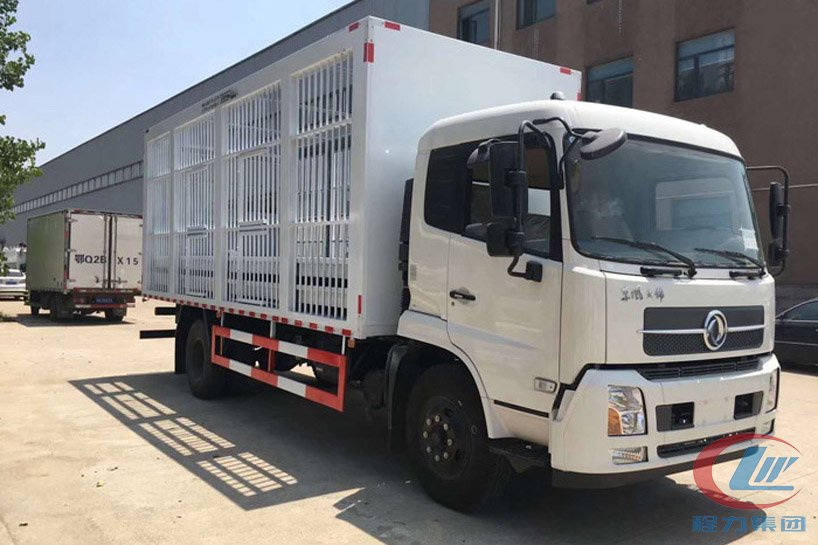 東風天錦6米8運豬車、畜禽運輸車側面圖